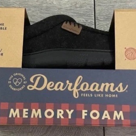 New Mens Dearfoams Slippers Black SLIP ON MEMORY FOAM EASY ON indoor outdoor - Picture 7 of 8